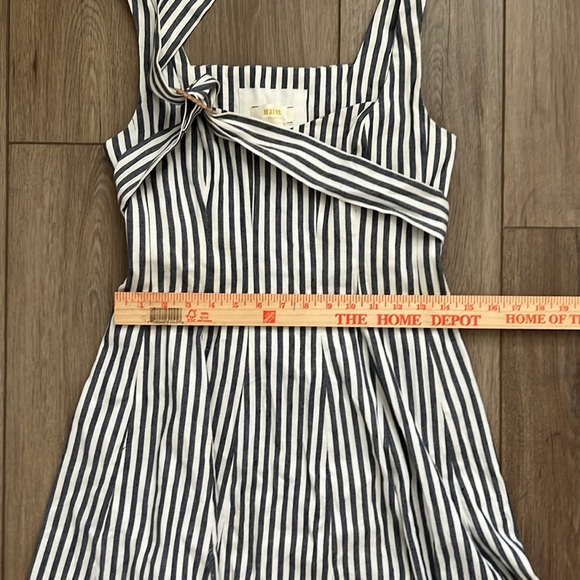 Maeve Blue/White Fowler Striped Midi dress with belt by Anthropologie - Picture 9 of 10